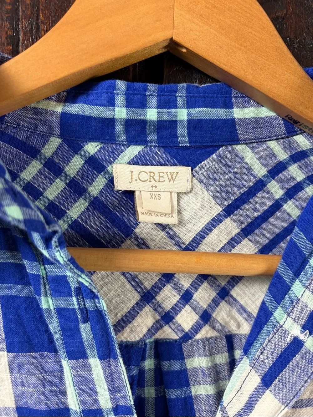 J.Crew Blue Plaid Popover Shirt XXS
